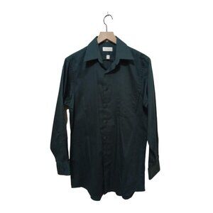 Van Heusen Deep Teal Lux Sateen Button Down Dress Shirt Sz M 15 (32/33)